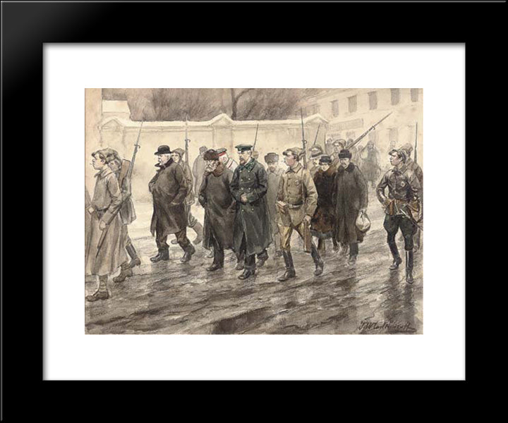 Escort Of Prisoners 20x24 Black Modern Wood Framed Art Print Poster by Vladimirov, Ivan