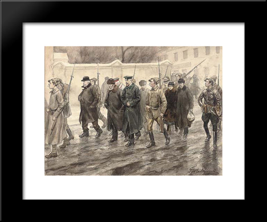 Escort Of Prisoners 20x24 Black Modern Wood Framed Art Print Poster by Vladimirov, Ivan