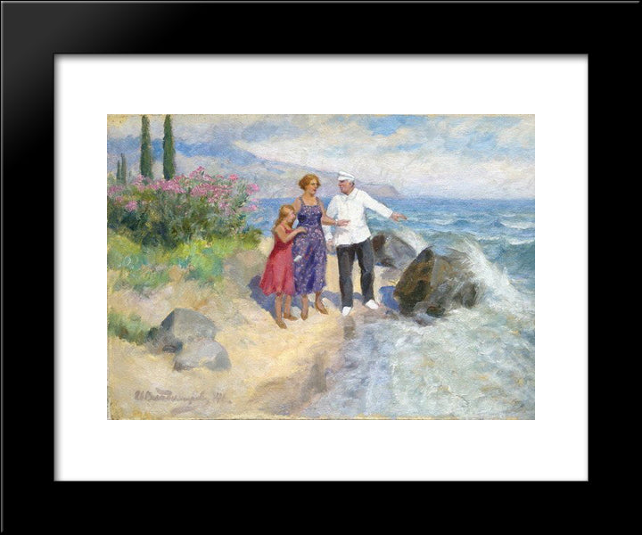 Family On Holiday 20x24 Black Modern Wood Framed Art Print Poster by Vladimirov, Ivan