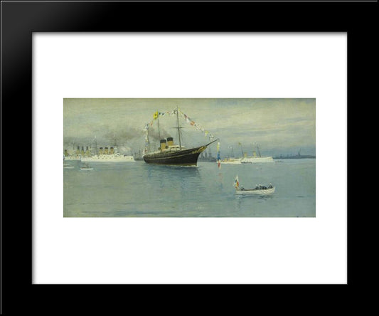 Parade Of The Navy. Imperial Yacht Standart. 20x24 Black Modern Wood Framed Art Print Poster by Vladimirov, Ivan