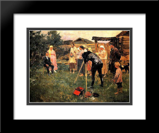 Photographer In A Village 20x24 Black Modern Wood Framed Art Print Poster by Vladimirov, Ivan