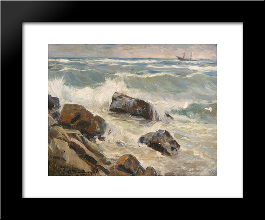 Rocks Of The Gulf Of Finland 20x24 Black Modern Wood Framed Art Print Poster by Vladimirov, Ivan