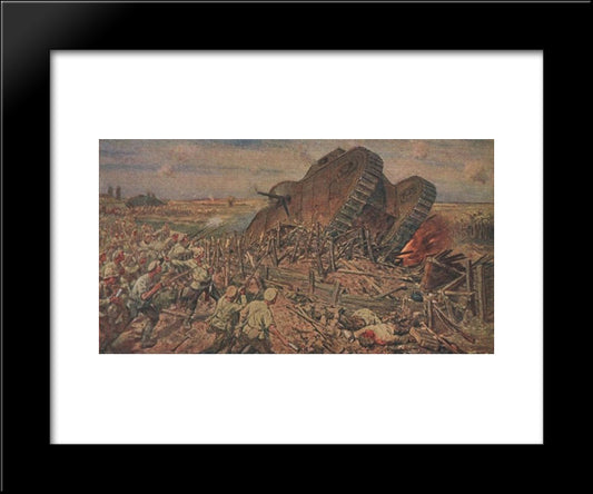 The Capturing Of A Tank Near Kakhovka 20x24 Black Modern Wood Framed Art Print Poster by Vladimirov, Ivan