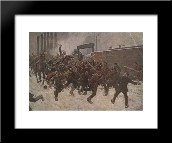 The Defeat Of The Strikers 20x24 Black Modern Wood Framed Art Print Poster by Vladimirov, Ivan
