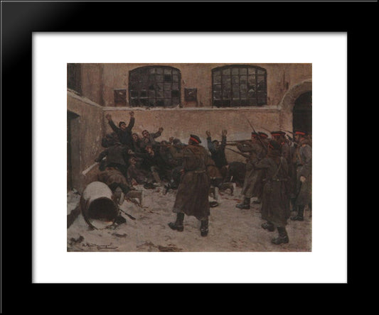 The Shooting In Presnya In December 1905 20x24 Black Modern Wood Framed Art Print Poster by Vladimirov, Ivan