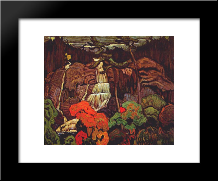 Algoma Waterfall 20x24 Black Modern Wood Framed Art Print Poster by MacDonald, J. E. H.