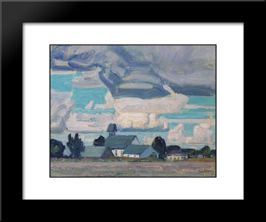 Cloudy Sky, Thornhill Church 20x24 Black Modern Wood Framed Art Print Poster by MacDonald, J. E. H.