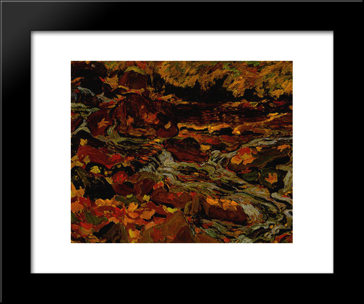Leaves In The Brook 20x24 Black Modern Wood Framed Art Print Poster by MacDonald, J. E. H.