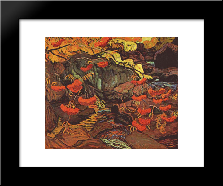Rowanberries (Mountain Ash), Algoma 20x24 Black Modern Wood Framed Art Print Poster by MacDonald, J. E. H.