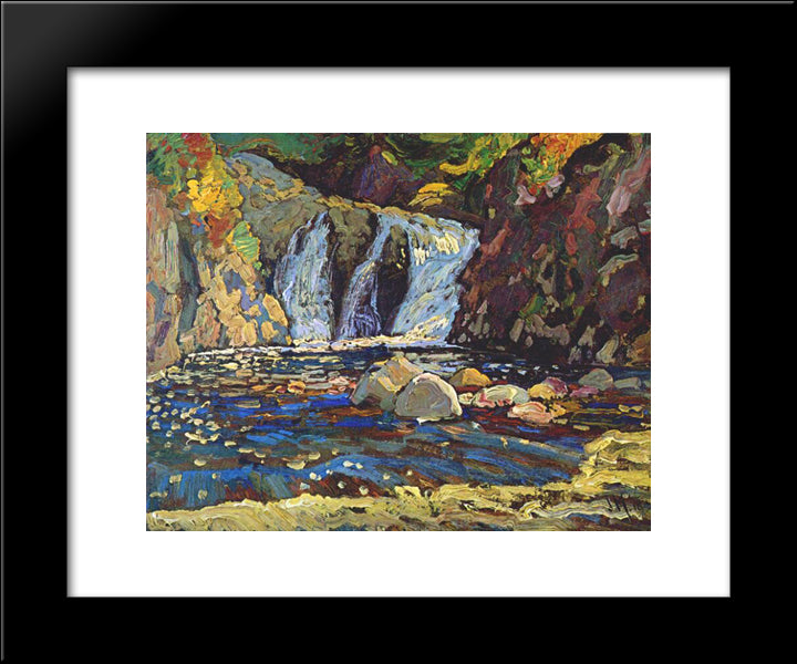 The Little Falls Sketch 20x24 Black Modern Wood Framed Art Print Poster by MacDonald, J. E. H.