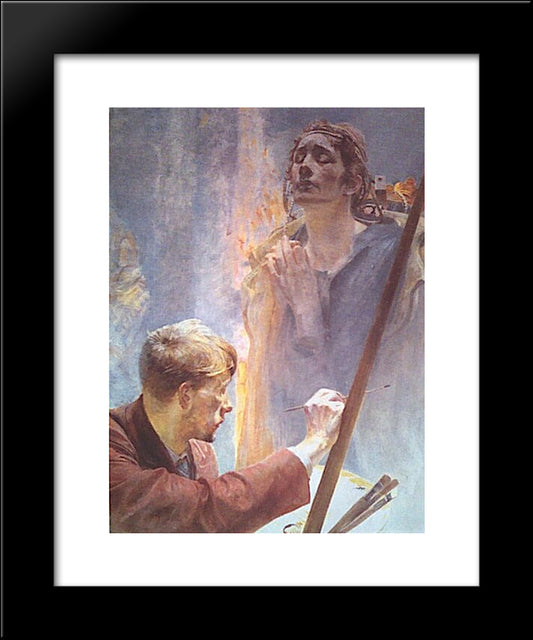 Artist And Muse 20x24 Black Modern Wood Framed Art Print Poster by Malczewski, Jacek