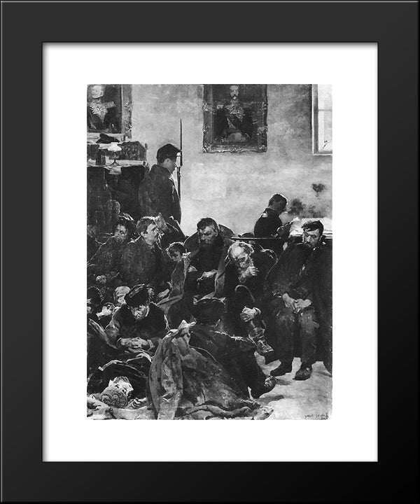 At The Stage (Siberians) 20x24 Black Modern Wood Framed Art Print Poster by Malczewski, Jacek