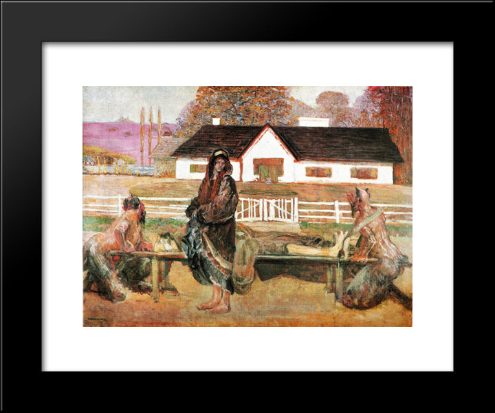 Back In The Homeland (Back From Siberia) 20x24 Black Modern Wood Framed Art Print Poster by Malczewski, Jacek