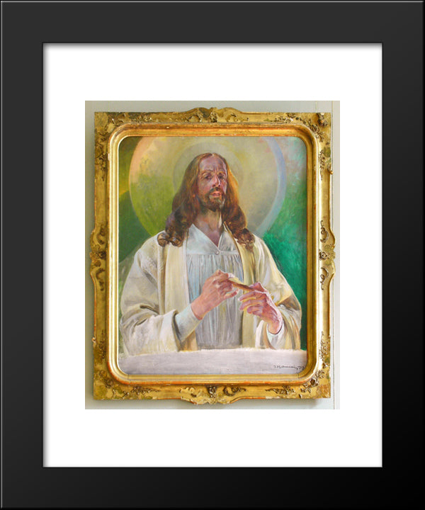 Christ In Emmaus 20x24 Black Modern Wood Framed Art Print Poster by Malczewski, Jacek