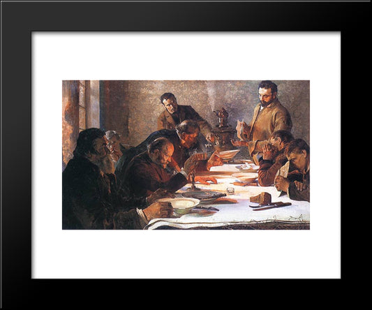 Christmas Eve In Siberia 20x24 Black Modern Wood Framed Art Print Poster by Malczewski, Jacek