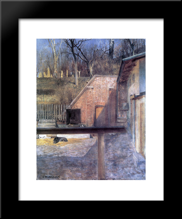 Courtyard In Zoo 20x24 Black Modern Wood Framed Art Print Poster by Malczewski, Jacek