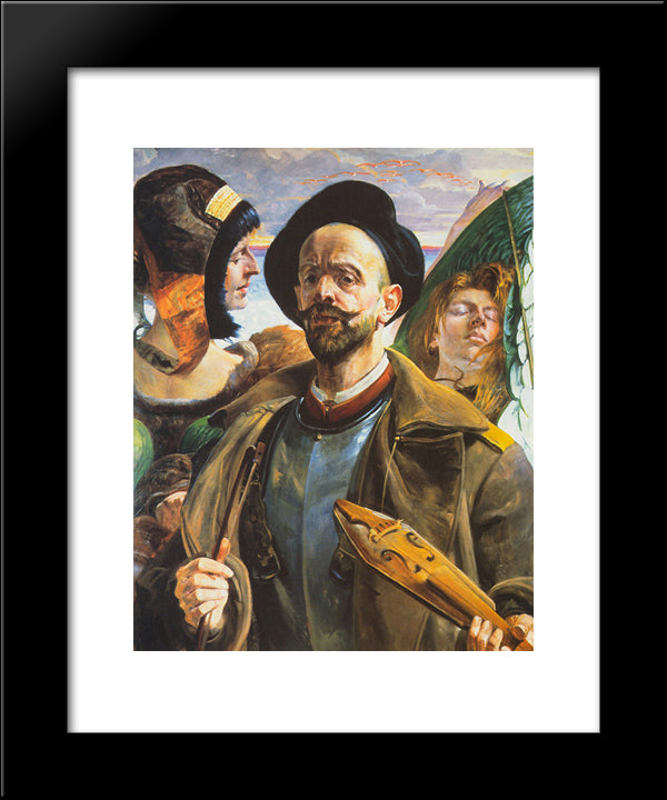 One Chord 20x24 Black Modern Wood Framed Art Print Poster by Malczewski, Jacek