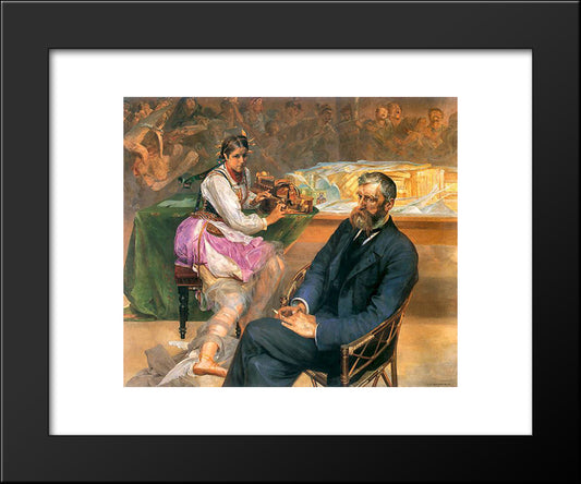 Portrait Of Adam Asnyk With A Muse 20x24 Black Modern Wood Framed Art Print Poster by Malczewski, Jacek