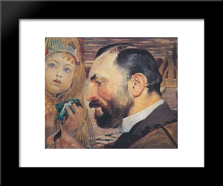 Portrait Of Feliks Jasienski 20x24 Black Modern Wood Framed Art Print Poster by Malczewski, Jacek