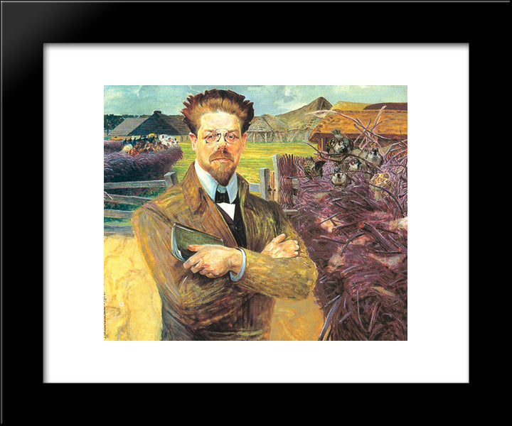 Portrait Of Wladyslaw Reymont 20x24 Black Modern Wood Framed Art Print Poster by Malczewski, Jacek