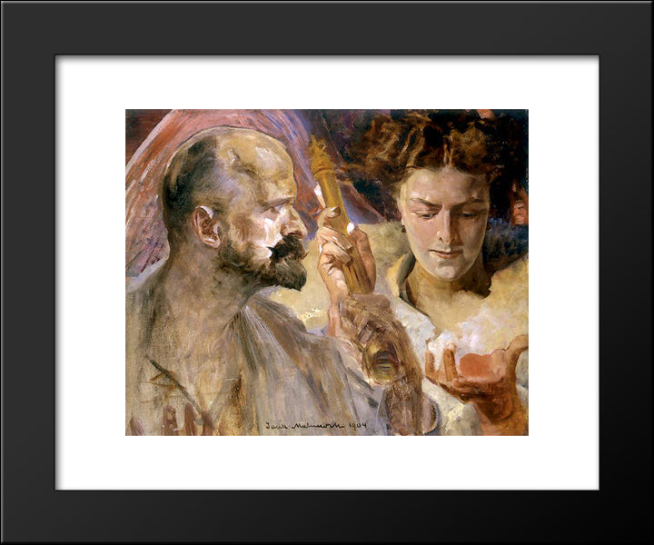 Self-Portrait With The Muses 20x24 Black Modern Wood Framed Art Print Poster by Malczewski, Jacek