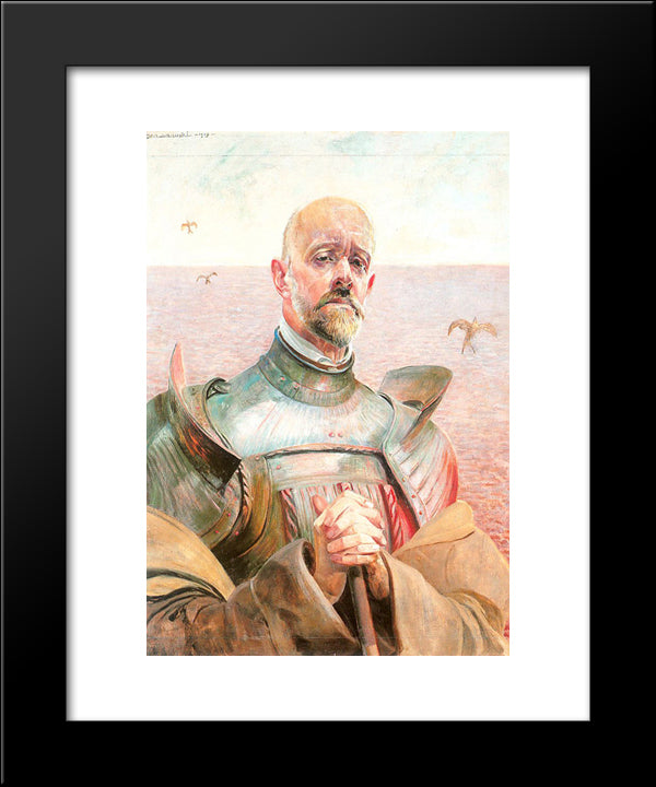 Self-Portrait In An Armour 20x24 Black Modern Wood Framed Art Print Poster by Malczewski, Jacek