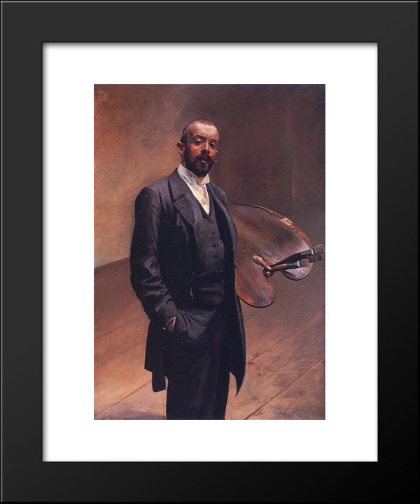 Self-Portrait With A Palette 20x24 Black Modern Wood Framed Art Print Poster by Malczewski, Jacek