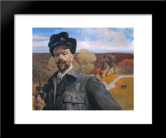 Self-Portrait With Pisanka 20x24 Black Modern Wood Framed Art Print Poster by Malczewski, Jacek