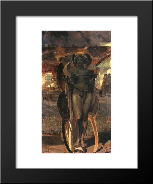 Thanatos Ii 20x24 Black Modern Wood Framed Art Print Poster by Malczewski, Jacek