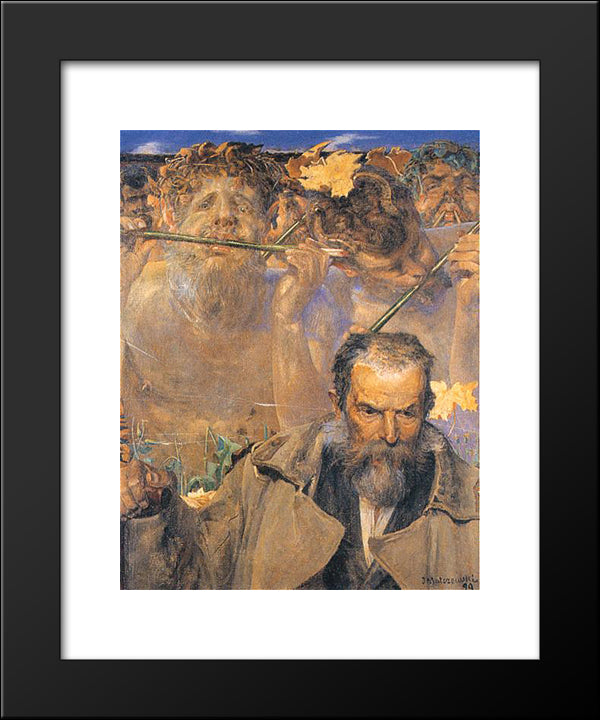 The Story Of A Song (Portrait Of Adam Asnyk) 20x24 Black Modern Wood Framed Art Print Poster by Malczewski, Jacek