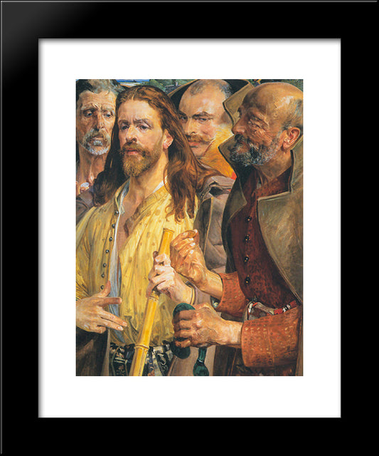 The Tribute Money (Triptych) Middle 20x24 Black Modern Wood Framed Art Print Poster by Malczewski, Jacek