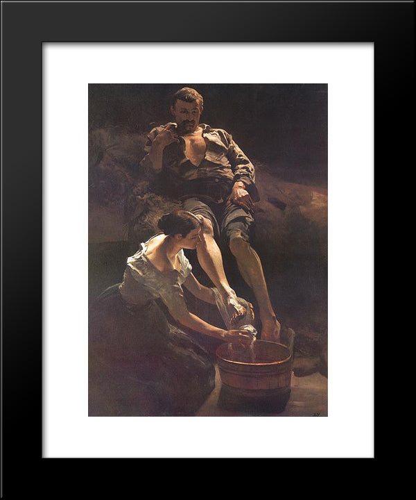 Washing Of Feet 20x24 Black Modern Wood Framed Art Print Poster by Malczewski, Jacek