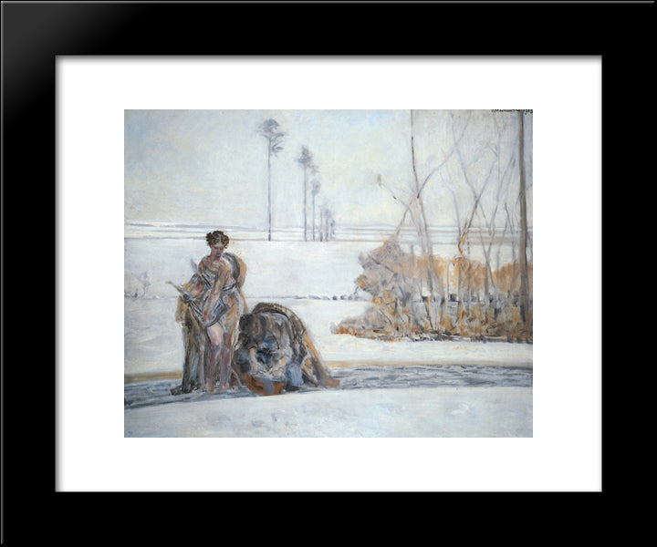 Winter Landscape 20x24 Black Modern Wood Framed Art Print Poster by Malczewski, Jacek