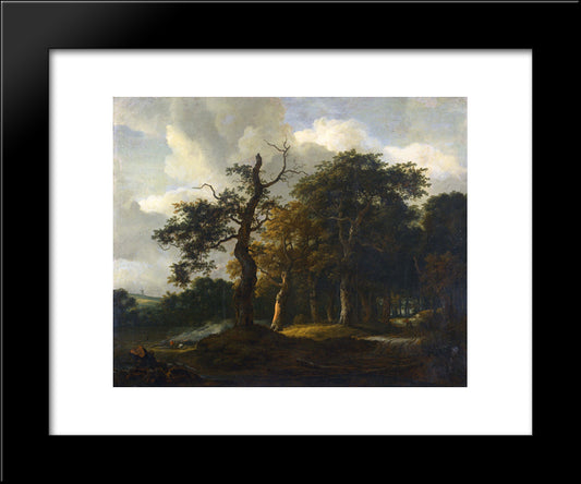 A Road Through An Oak Wood 20x24 Black Modern Wood Framed Art Print Poster by van Ruisdael, Jacob Isaakszoon