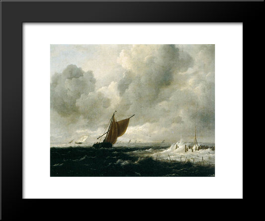 Stormy Sea With Sailing Vessels 20x24 Black Modern Wood Framed Art Print Poster by van Ruisdael, Jacob Isaakszoon