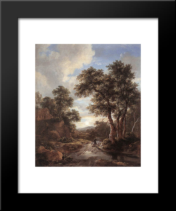 Sunrise In A Wood 20x24 Black Modern Wood Framed Art Print Poster by van Ruisdael, Jacob Isaakszoon