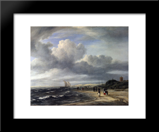 The Shore At Egmond-An-Zee 20x24 Black Modern Wood Framed Art Print Poster by van Ruisdael, Jacob Isaakszoon