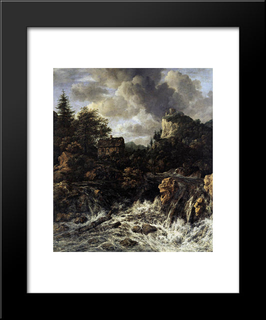 The Waterfall 20x24 Black Modern Wood Framed Art Print Poster by van Ruisdael, Jacob Isaakszoon