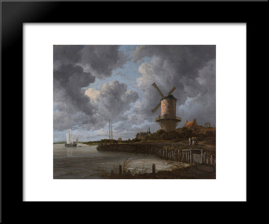 Tower Mill At Wijk Bij Duurstede, Netherlands 20x24 Black Modern Wood Framed Art Print Poster by van Ruisdael, Jacob Isaakszoon