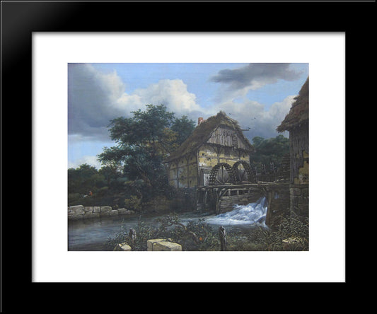 Two Watermills And An Open Sluice 20x24 Black Modern Wood Framed Art Print Poster by van Ruisdael, Jacob Isaakszoon