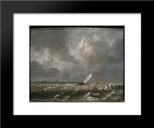 View Of The Ij On A Stormy Day 20x24 Black Modern Wood Framed Art Print Poster by van Ruisdael, Jacob Isaakszoon