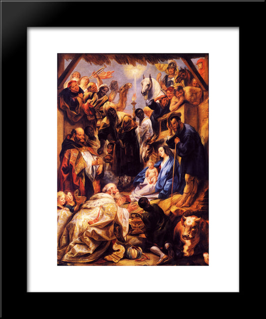 Adoration Of The Magi 20x24 Black Modern Wood Framed Art Print Poster by Jordaens, Jacob