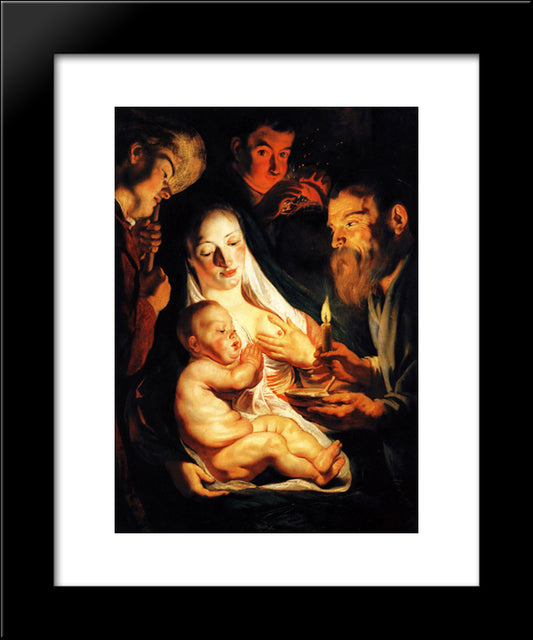 Adoration Of The Shepherds 20x24 Black Modern Wood Framed Art Print Poster by Jordaens, Jacob