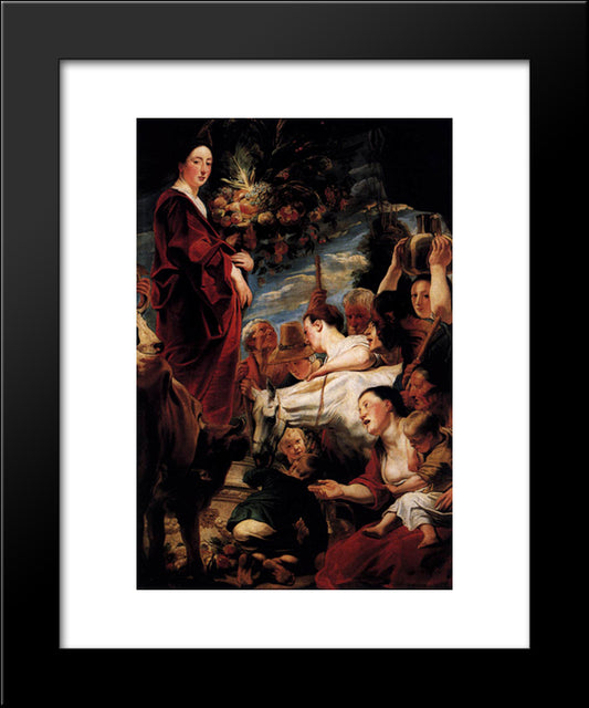 An Offering To Ceres, Goddess Of The Harvest 20x24 Black Modern Wood Framed Art Print Poster by Jordaens, Jacob