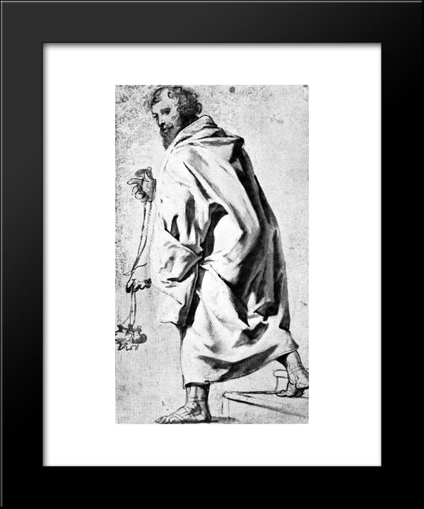 Bearded Man Stepping Down 20x24 Black Modern Wood Framed Art Print Poster by Jordaens, Jacob