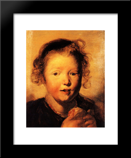 Child'S Head 20x24 Black Modern Wood Framed Art Print Poster by Jordaens, Jacob