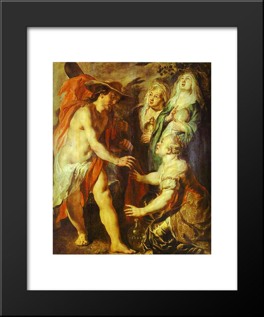 Christ Comes As A Gardener To Three Marys 20x24 Black Modern Wood Framed Art Print Poster by Jordaens, Jacob