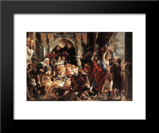 Christ Driving The Merchants From The Temple 20x24 Black Modern Wood Framed Art Print Poster by Jordaens, Jacob