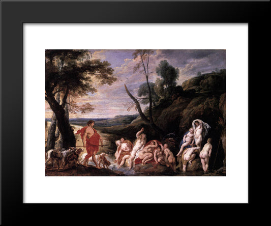 Diana And Actaeon 20x24 Black Modern Wood Framed Art Print Poster by Jordaens, Jacob