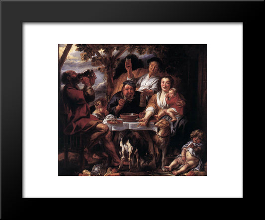 Eating Man 20x24 Black Modern Wood Framed Art Print Poster by Jordaens, Jacob